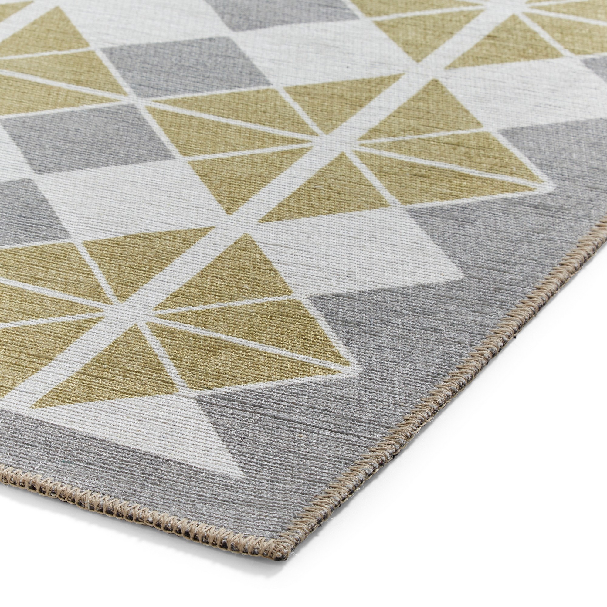 Victoria H1184 Modern Geometric Washable Rugs In Grey Yellow